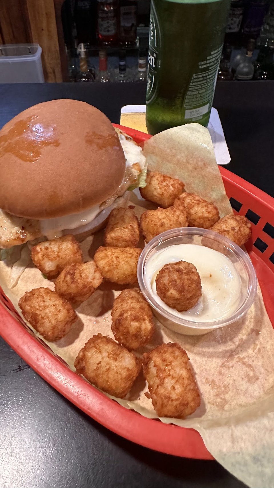 Chicken Sandwich with Tater Tots